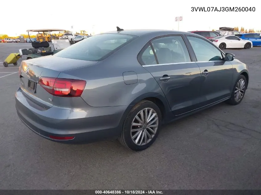 2016 Volkswagen Jetta 1.8T Sel VIN: 3VWL07AJ3GM260040 Lot: 40648386