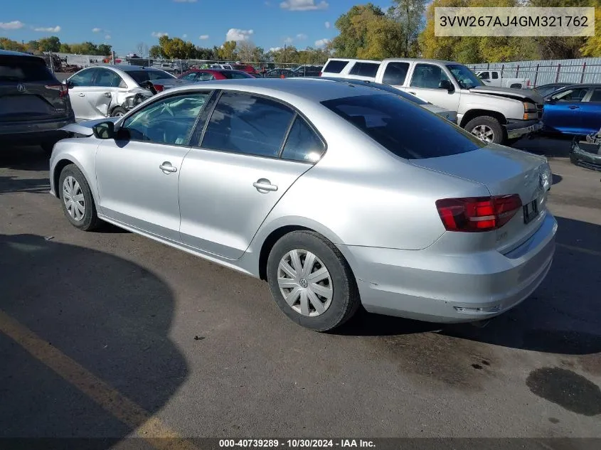 2016 Volkswagen Jetta 1.4T S VIN: 3VW267AJ4GM321762 Lot: 40739289