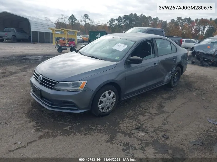 2016 Volkswagen Jetta 1.4T S VIN: 3VW267AJ0GM280675 Lot: 40743199