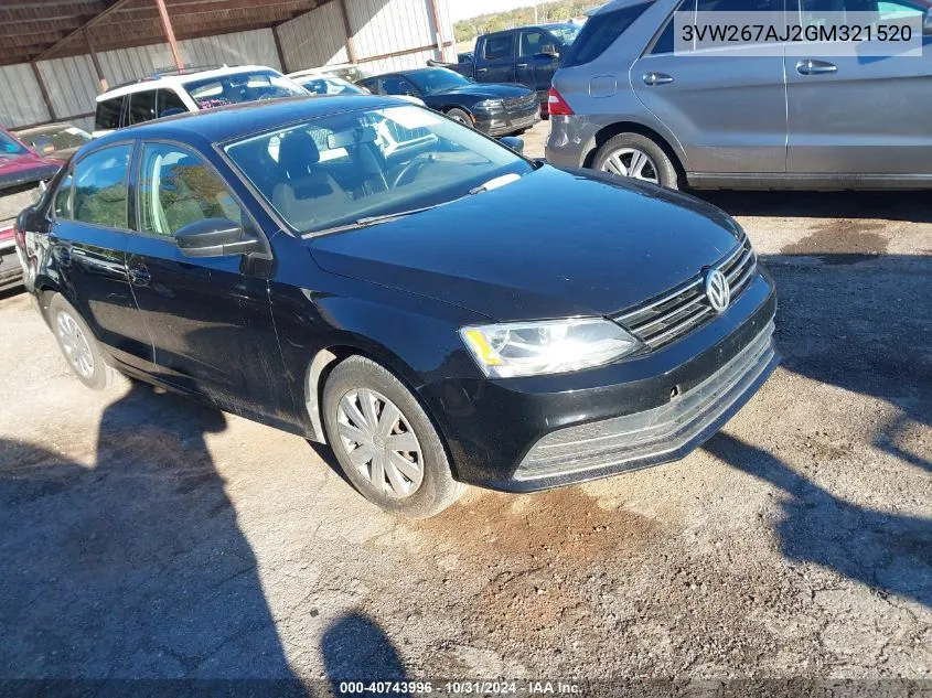 2016 Volkswagen Jetta 1.4T S VIN: 3VW267AJ2GM321520 Lot: 40743996