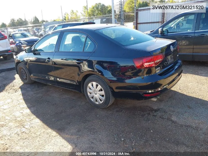 2016 Volkswagen Jetta 1.4T S VIN: 3VW267AJ2GM321520 Lot: 40743996