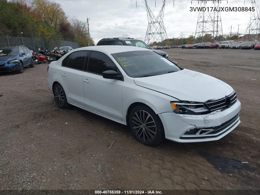 2016 Volkswagen Jetta 1.8T Sport VIN: 3VWD17AJXGM308845 Lot: 40755359