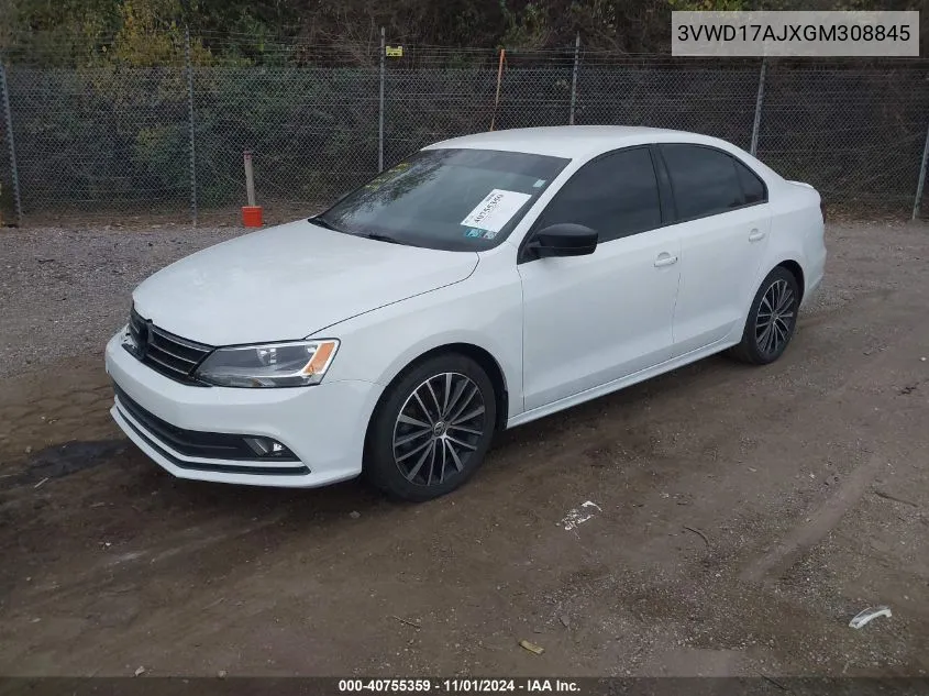 2016 Volkswagen Jetta 1.8T Sport VIN: 3VWD17AJXGM308845 Lot: 40755359