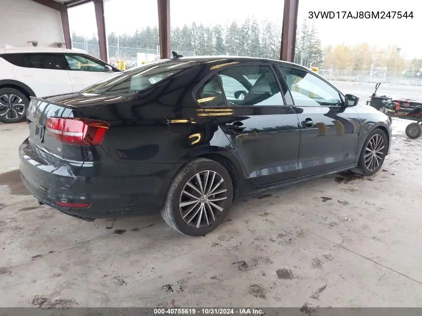 2016 Volkswagen Jetta 1.8T Sport VIN: 3VWD17AJ8GM247544 Lot: 40755619