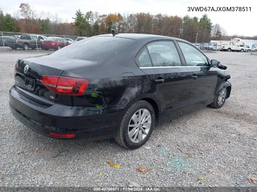 2016 Volkswagen Jetta 1.4T Se VIN: 3VWD67AJXGM378511 Lot: 40766571