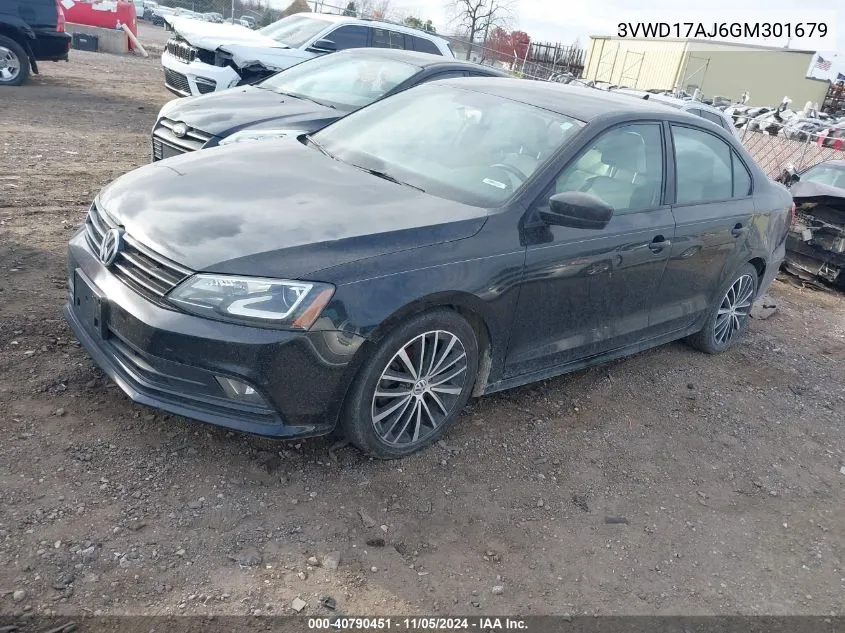 2016 Volkswagen Jetta 1.8T Sport VIN: 3VWD17AJ6GM301679 Lot: 40790451