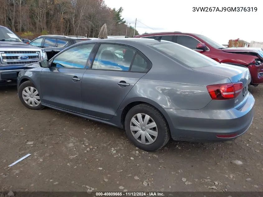 2016 Volkswagen Jetta 1.4T S VIN: 3VW267AJ9GM376319 Lot: 40809665