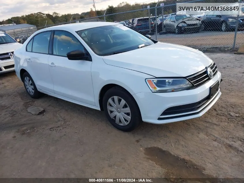 2016 Volkswagen Jetta 1.4T S VIN: 3VW167AJ4GM368849 Lot: 40811586