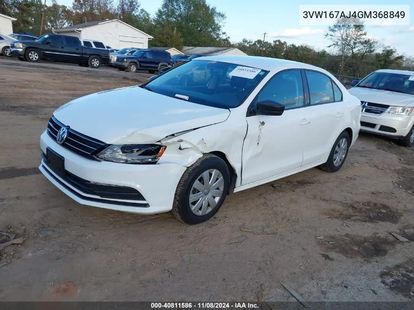 2016 Volkswagen Jetta 1.4T S VIN: 3VW167AJ4GM368849 Lot: 40811586