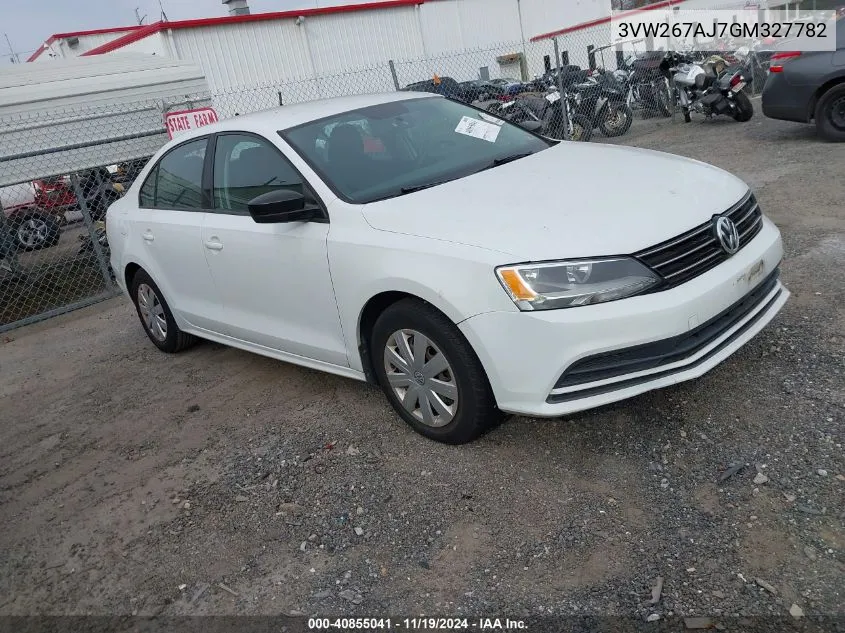 2016 Volkswagen Jetta 1.4T S VIN: 3VW267AJ7GM327782 Lot: 40855041