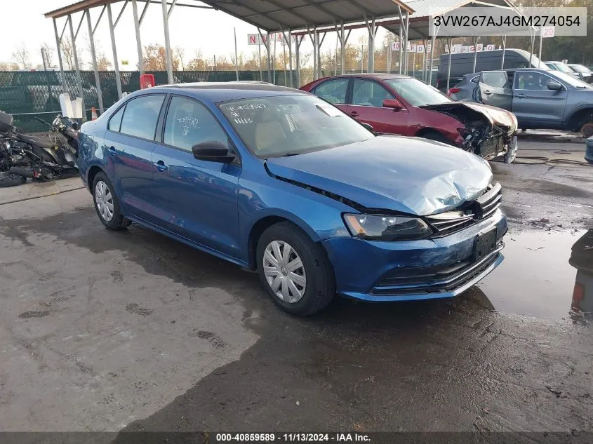 2016 Volkswagen Jetta 1.4T S VIN: 3VW267AJ4GM274054 Lot: 40859589