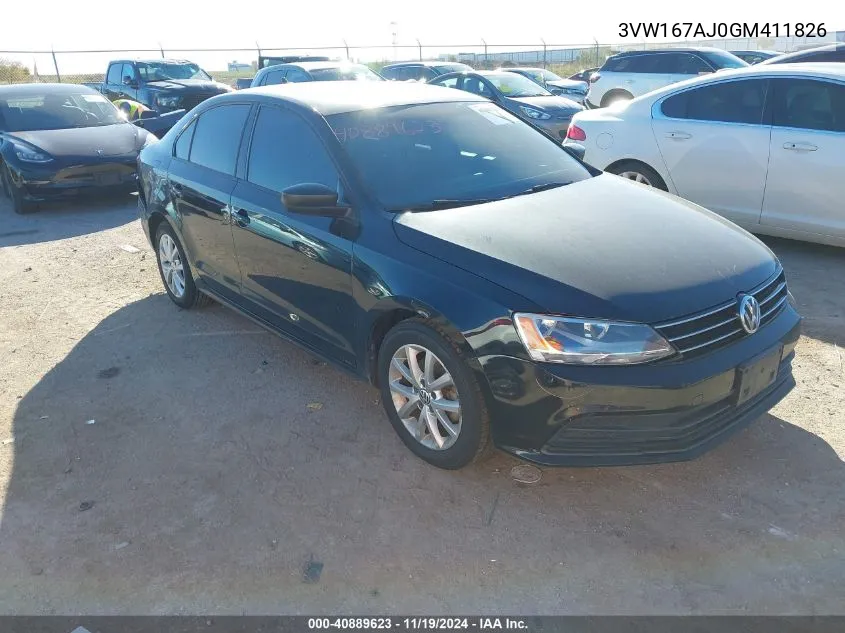 2016 Volkswagen Jetta 1.4T S VIN: 3VW167AJ0GM411826 Lot: 40889623