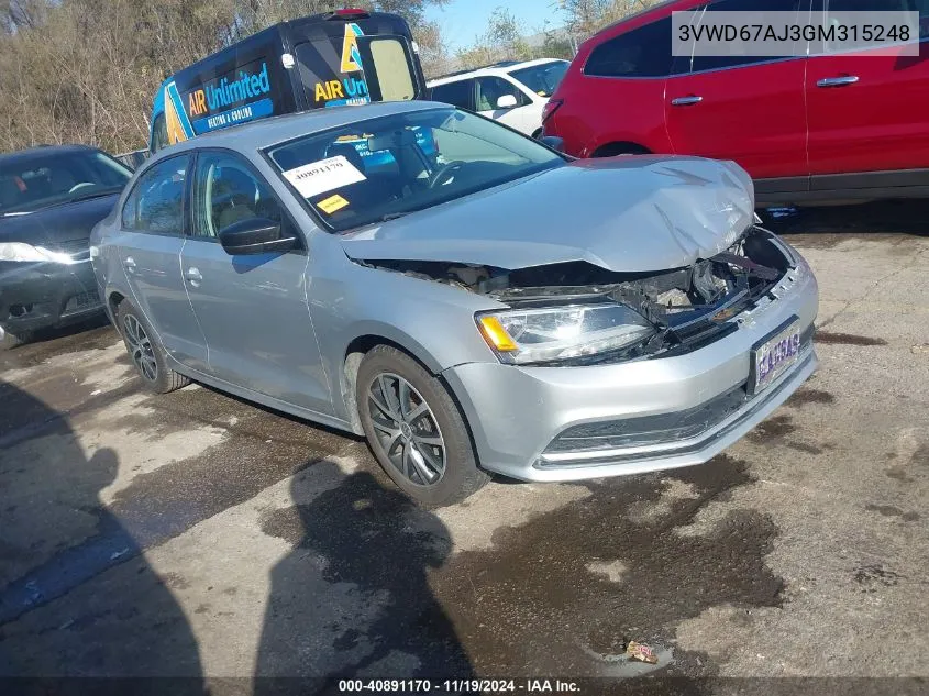 2016 Volkswagen Jetta 1.4T Se VIN: 3VWD67AJ3GM315248 Lot: 40891170