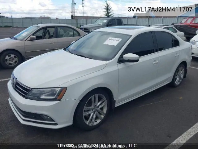 2017 Volkswagen Jetta Sedan VIN: 3VWL17AJ2HM411707 Lot: 11976862