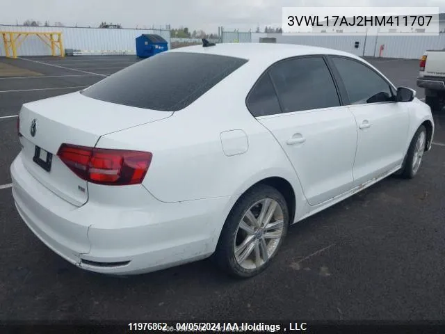 2017 Volkswagen Jetta Sedan VIN: 3VWL17AJ2HM411707 Lot: 11976862