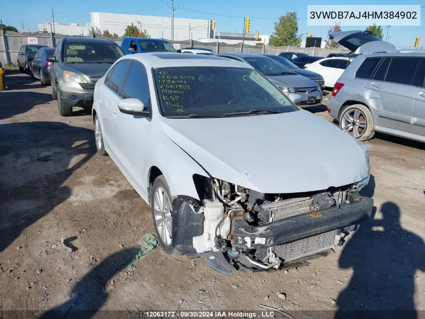 2017 Volkswagen Jetta Sedan VIN: 3VWDB7AJ4HM384902 Lot: 12063172