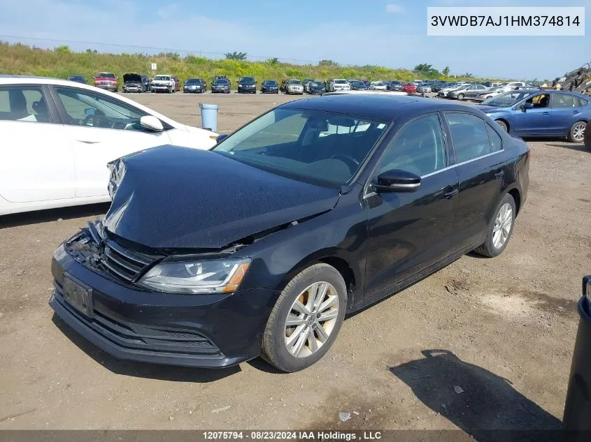 2017 Volkswagen Jetta Se VIN: 3VWDB7AJ1HM374814 Lot: 12075794