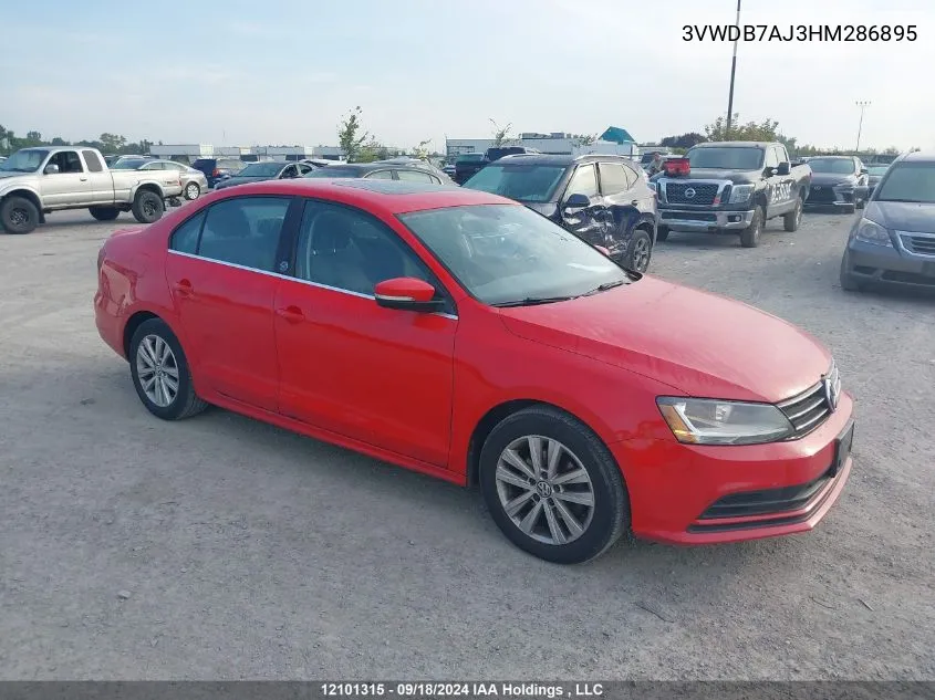 2017 Volkswagen Jetta Sedan VIN: 3VWDB7AJ3HM286895 Lot: 12101315