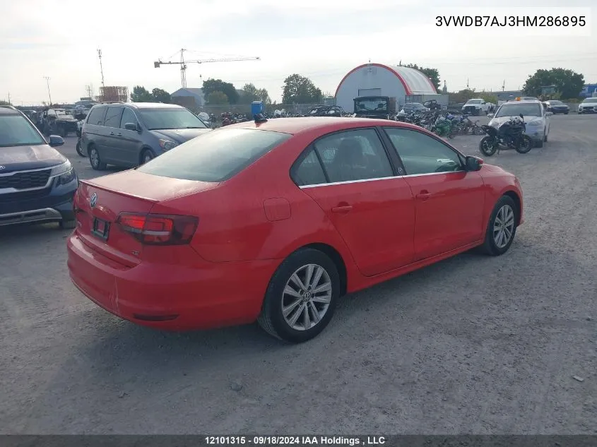 2017 Volkswagen Jetta Sedan VIN: 3VWDB7AJ3HM286895 Lot: 12101315