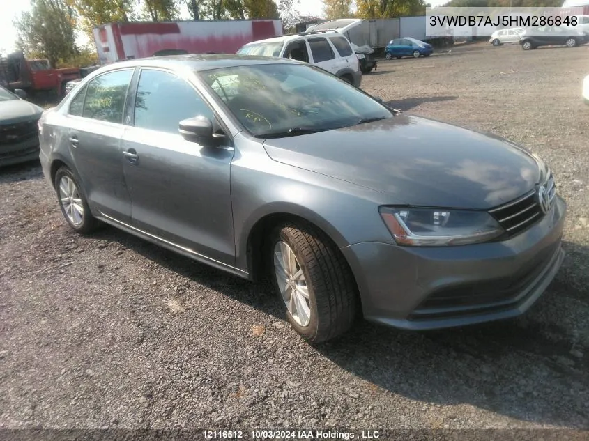 2017 Volkswagen Jetta Sedan VIN: 3VWDB7AJ5HM286848 Lot: 12116512