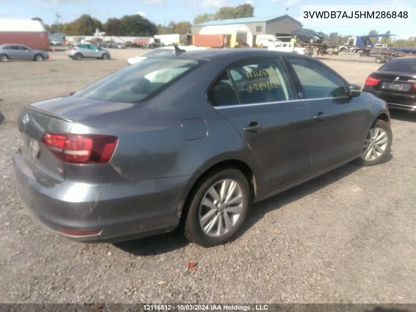 2017 Volkswagen Jetta Sedan VIN: 3VWDB7AJ5HM286848 Lot: 12116512