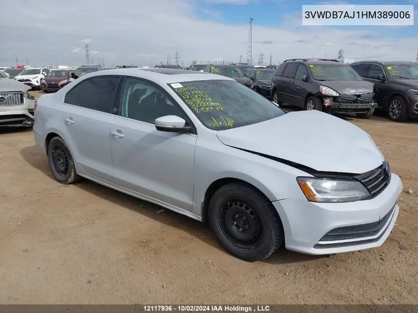 2017 Volkswagen Jetta Se VIN: 3VWDB7AJ1HM389006 Lot: 12117936