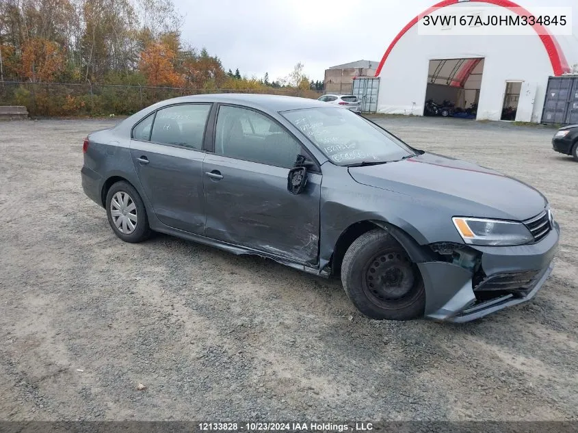 2017 Volkswagen Jetta Sedan VIN: 3VW167AJ0HM334845 Lot: 12133828