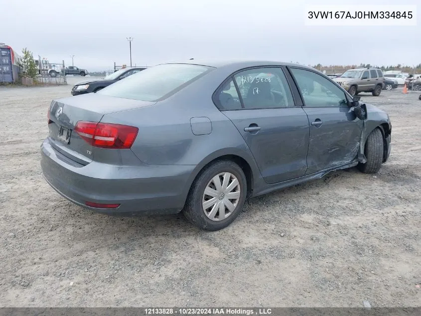 2017 Volkswagen Jetta Sedan VIN: 3VW167AJ0HM334845 Lot: 12133828