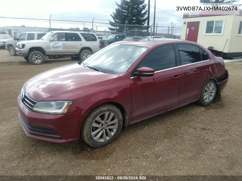 2017 Volkswagen Jetta Se VIN: 3VWDB7AJXHM402674 Lot: 30045822