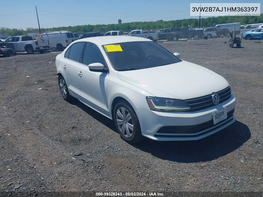 2017 Volkswagen Jetta 1.4T S VIN: 3VW2B7AJ1HM363397 Lot: 39328243