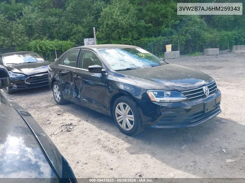 2017 Volkswagen Jetta 1.4T S VIN: 3VW2B7AJ6HM259343 Lot: 39433523