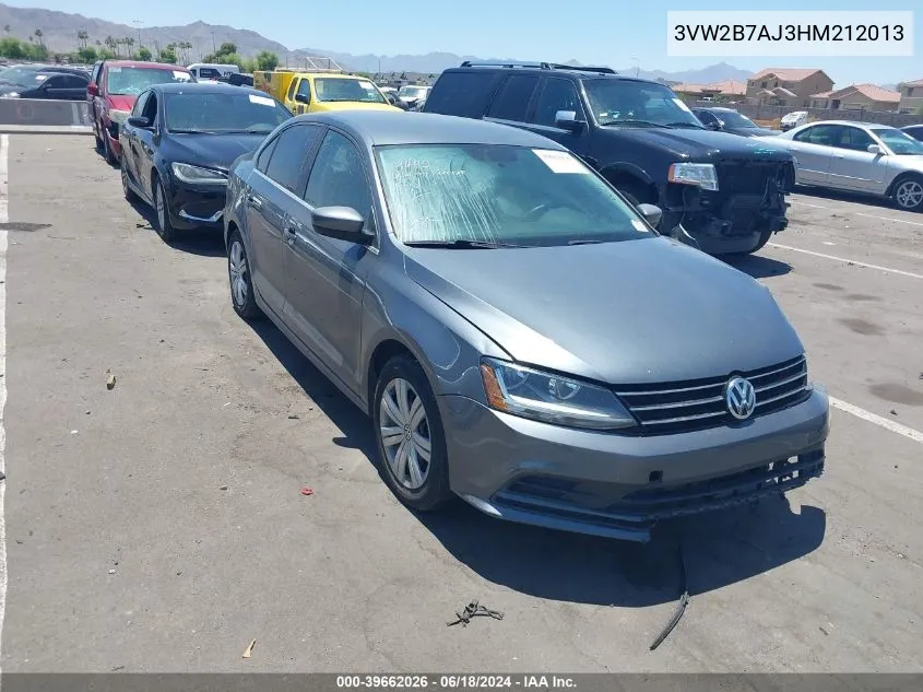 2017 Volkswagen Jetta 1.4T S VIN: 3VW2B7AJ3HM212013 Lot: 39662026