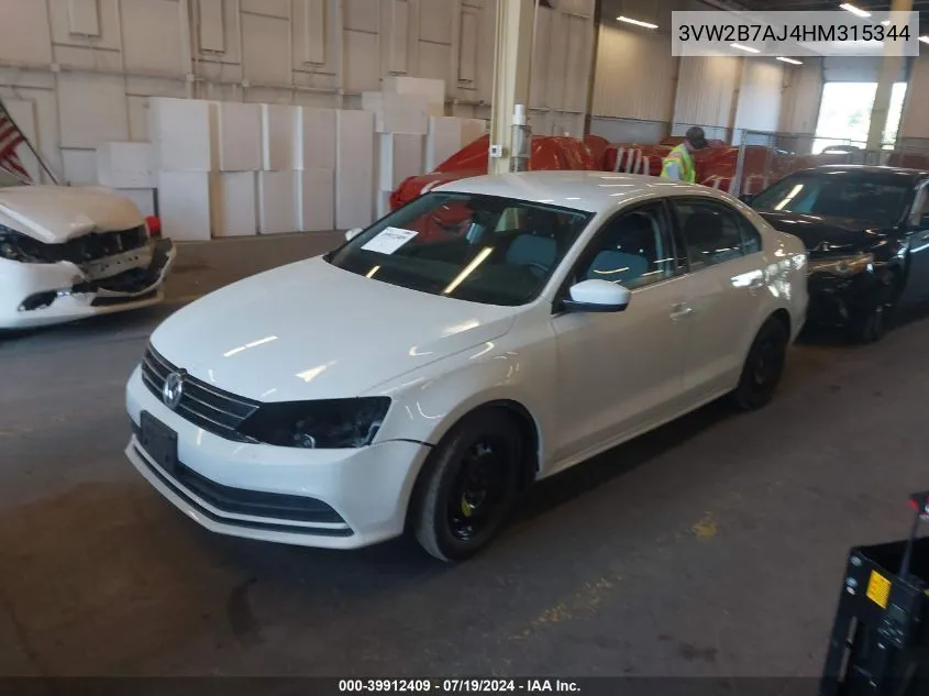 3VW2B7AJ4HM315344 2017 Volkswagen Jetta 1.4T S