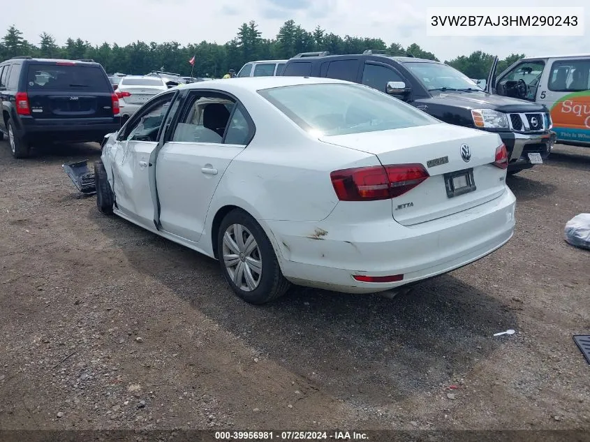 2017 Volkswagen Jetta 1.4T S VIN: 3VW2B7AJ3HM290243 Lot: 39956981