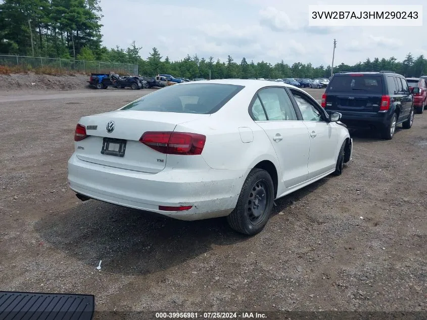 2017 Volkswagen Jetta 1.4T S VIN: 3VW2B7AJ3HM290243 Lot: 39956981