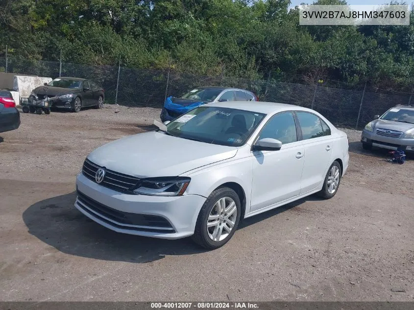 2017 Volkswagen Jetta 1.4T S VIN: 3VW2B7AJ8HM347603 Lot: 40012007