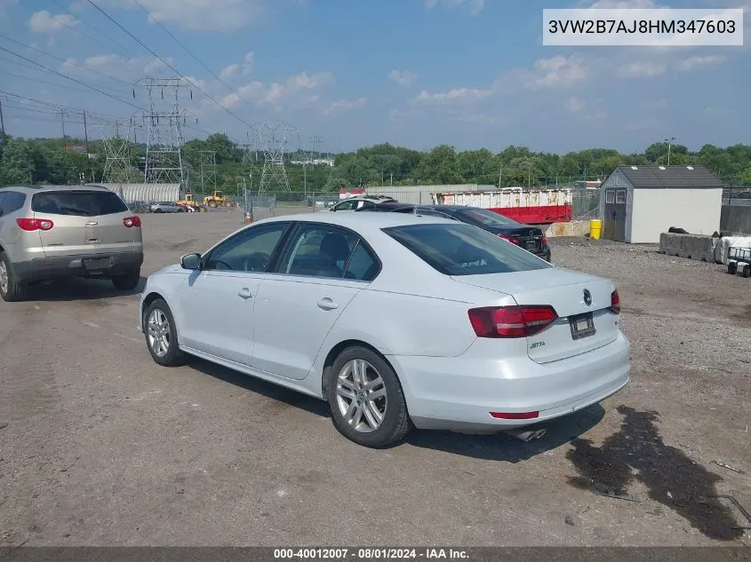 2017 Volkswagen Jetta 1.4T S VIN: 3VW2B7AJ8HM347603 Lot: 40012007