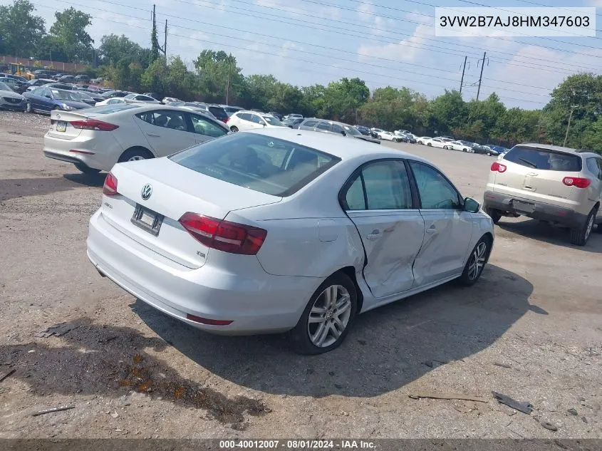 2017 Volkswagen Jetta 1.4T S VIN: 3VW2B7AJ8HM347603 Lot: 40012007