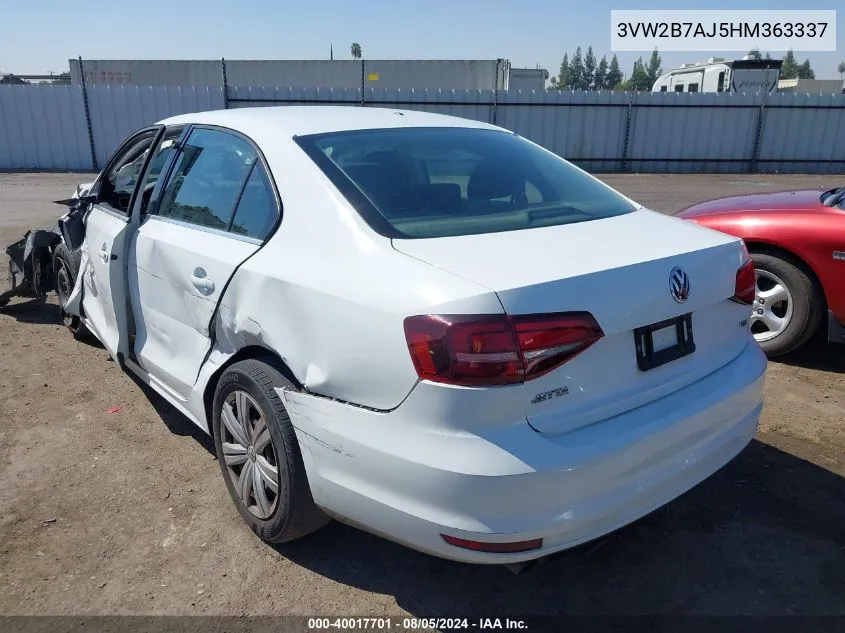 2017 Volkswagen Jetta 1.4T S VIN: 3VW2B7AJ5HM363337 Lot: 40017701