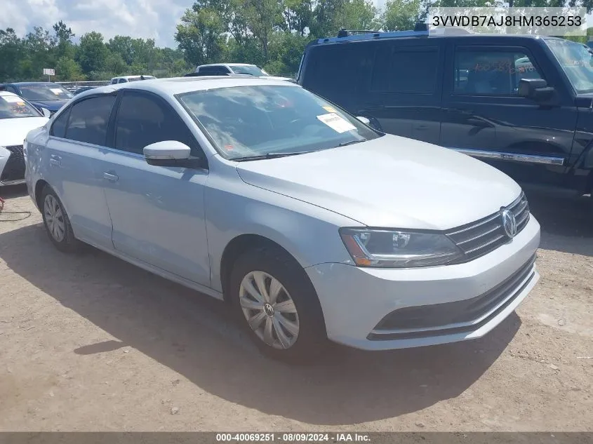 2017 Volkswagen Jetta 1.4T Se VIN: 3VWDB7AJ8HM365253 Lot: 40069251