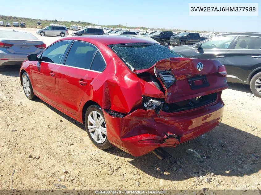 2017 Volkswagen Jetta 1.4T S VIN: 3VW2B7AJ6HM377988 Lot: 40073470