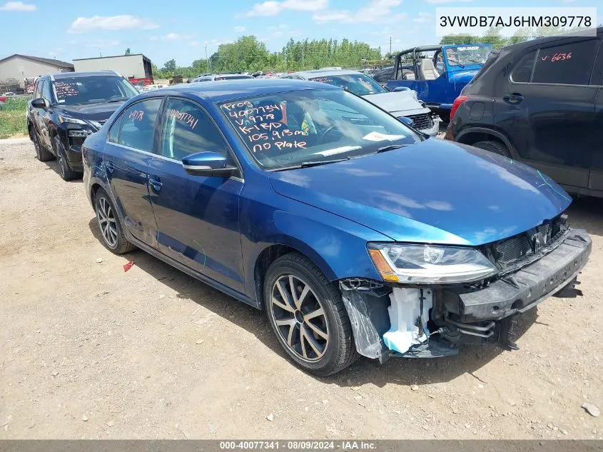 2017 Volkswagen Jetta 1.4T Se VIN: 3VWDB7AJ6HM309778 Lot: 40077341