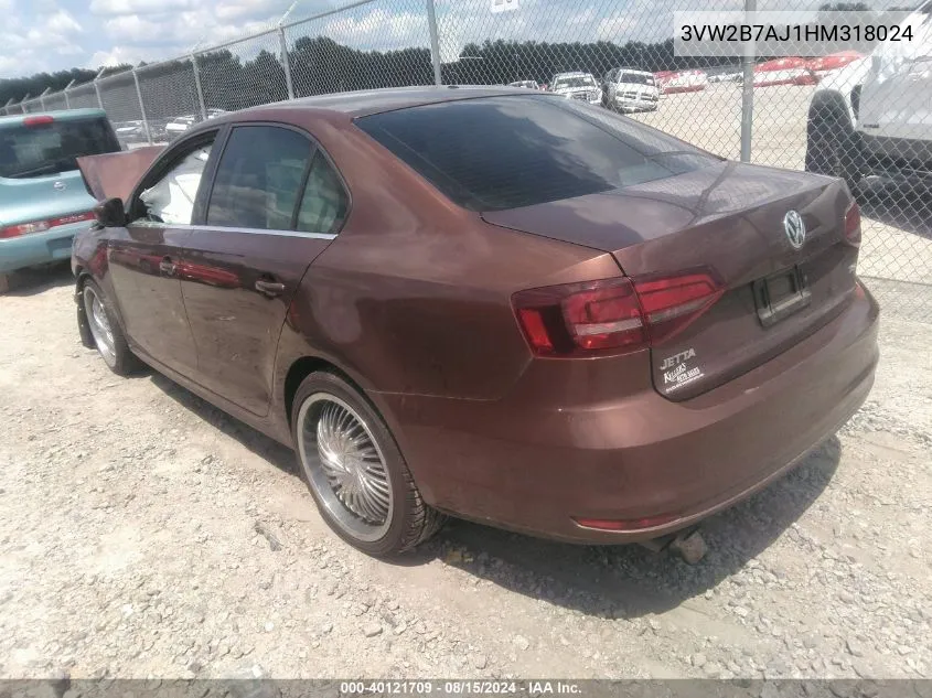 3VW2B7AJ1HM318024 2017 Volkswagen Jetta 1.4T S