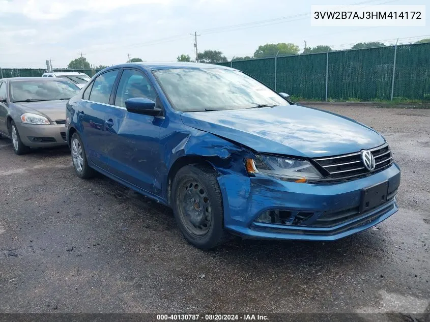 2017 Volkswagen Jetta S VIN: 3VW2B7AJ3HM414172 Lot: 40130787