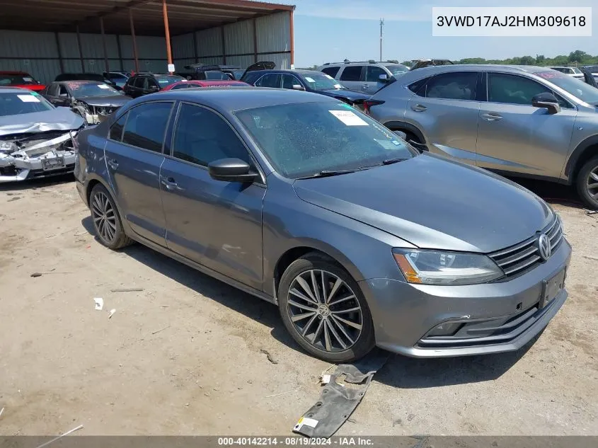 2017 Volkswagen Jetta 1.8T Sport VIN: 3VWD17AJ2HM309618 Lot: 40142214