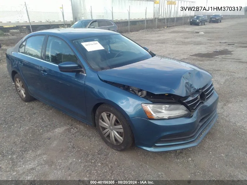 3VW2B7AJ1HM370317 2017 Volkswagen Jetta 1.4T S