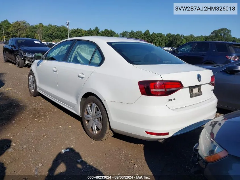 3VW2B7AJ2HM326018 2017 Volkswagen Jetta 1.4T S