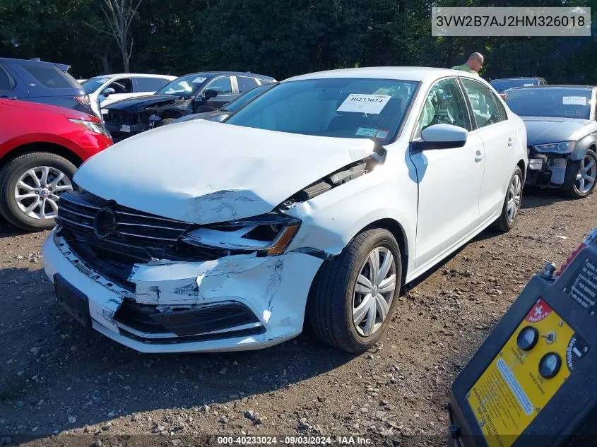 3VW2B7AJ2HM326018 2017 Volkswagen Jetta 1.4T S