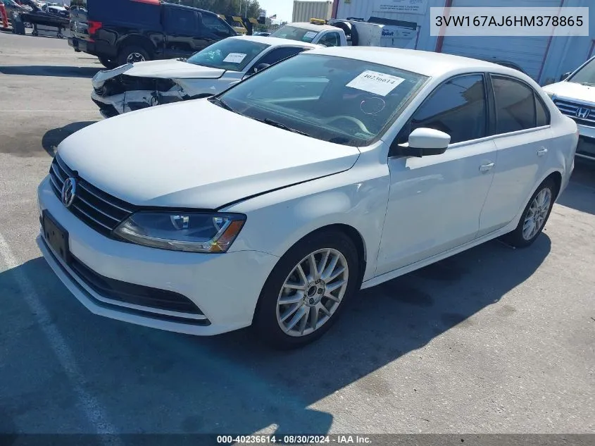 2017 Volkswagen Jetta 1.4T S VIN: 3VW167AJ6HM378865 Lot: 40236614