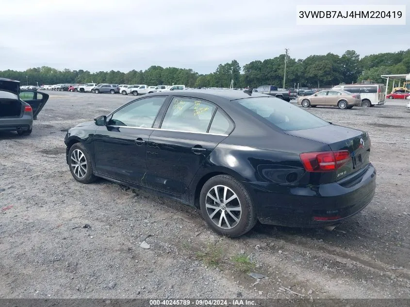 2017 Volkswagen Jetta 1.4T Se VIN: 3VWDB7AJ4HM220419 Lot: 40245789